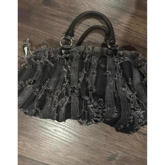 Vintage Miu Miu Distressed Black Denim top handle/crossbody bag - Picture 5 of 9